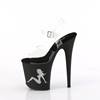 Pleaser - FLAMINGO808TGRS Sandale à bride à la cheville, Pole dance chaussures - Noir/Couleur argent Product image